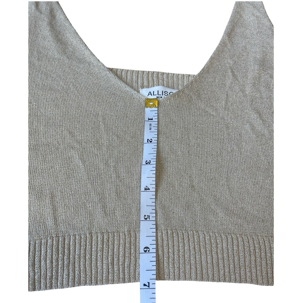 Allison New York Gold Shimmer Metallic Knit Crop Top - Small Petite - Picture 7 of 11